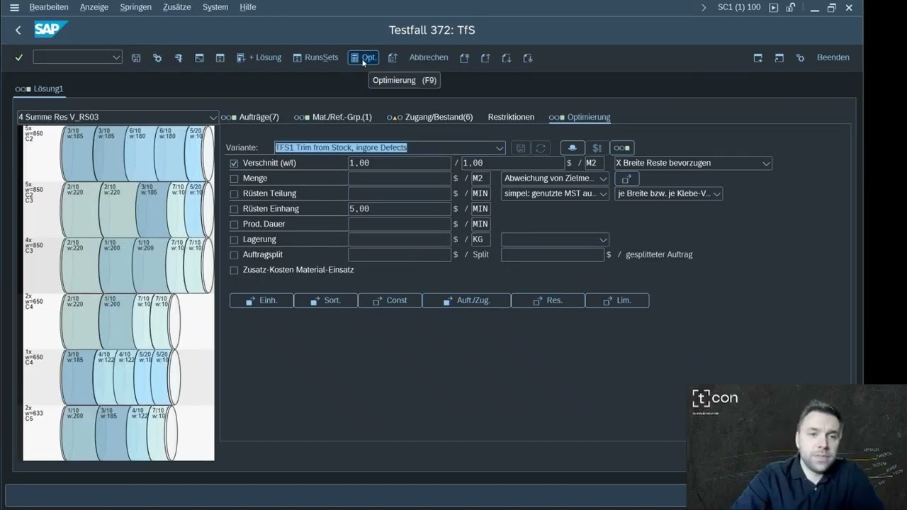 TRIM SUITE - Verbrauch vorhandener Fertigungsbestände