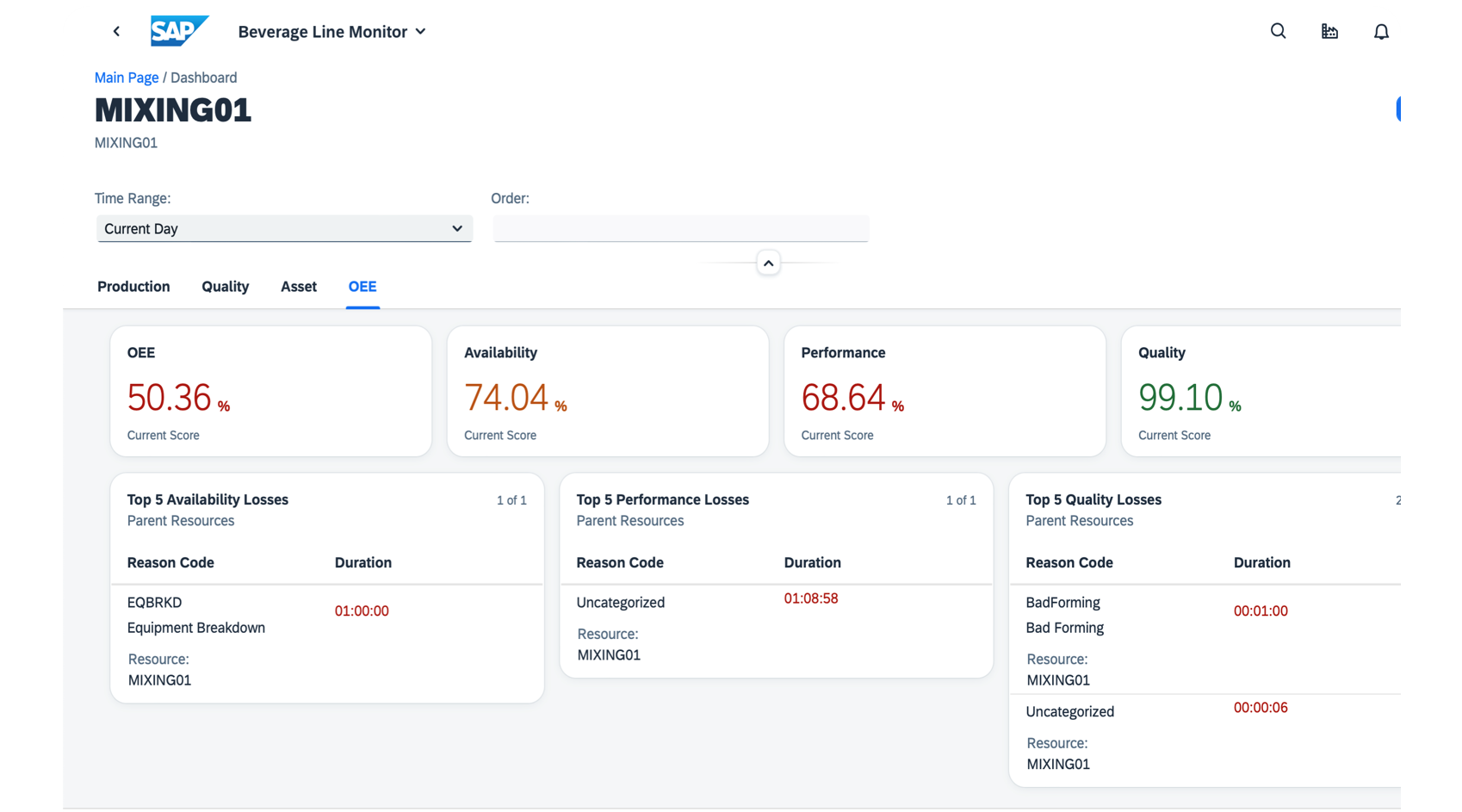 Screenshot of application